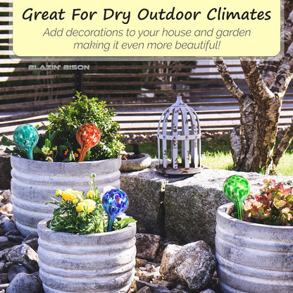 Blazin Indoor Plant Watering Globes | Automatic Self Water Bulbs | Aqua Water Globe | Decorative Hand-Blown Glass | 4pc Deluxe Set (4, Small)
