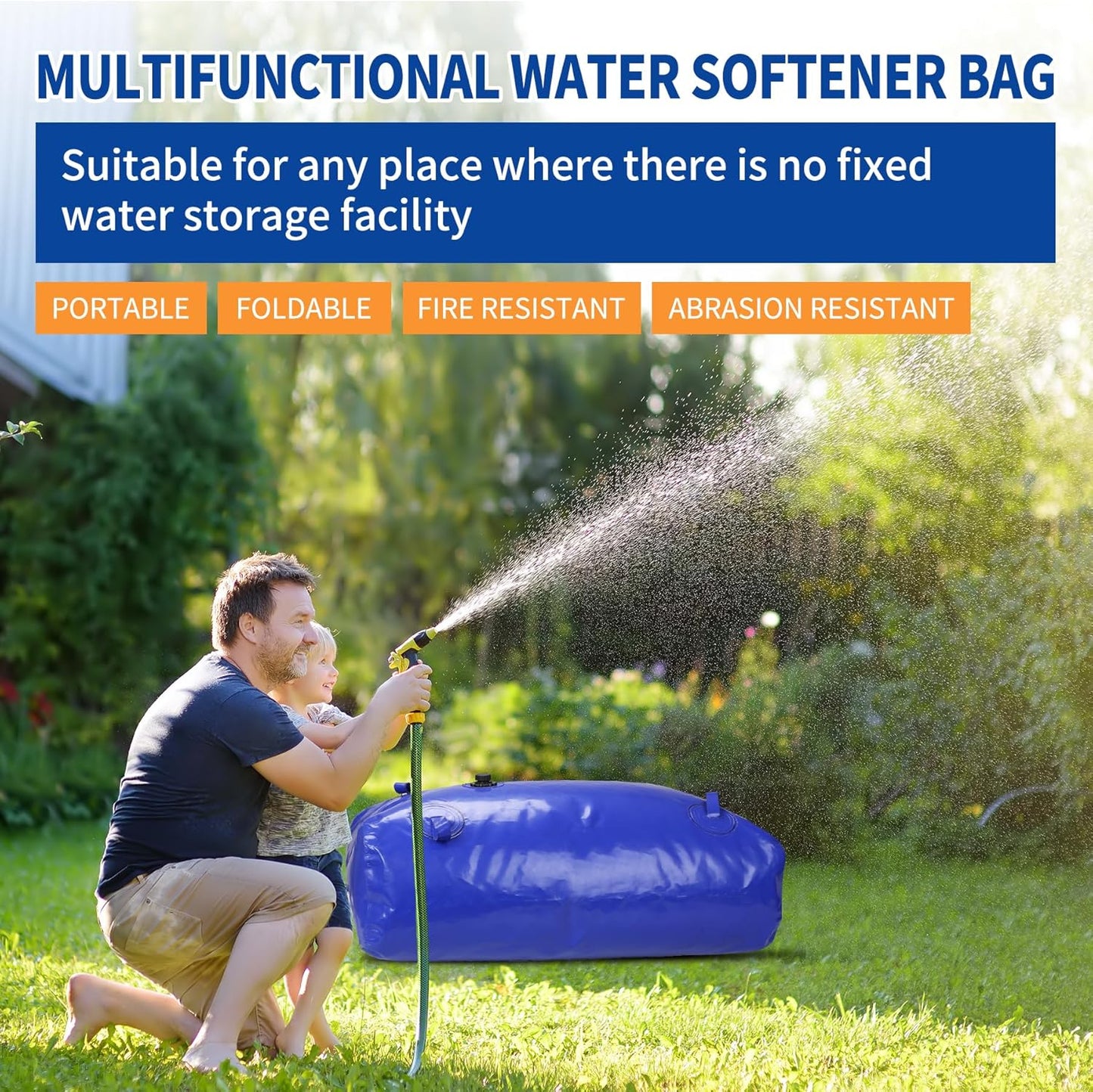 540 L/142 gal Water Bladder Storage Containers, Foldable Portable Water Tank Large Capacity Soft Water Bag, Drought Resistance, Fire Prevention, Emergency Water