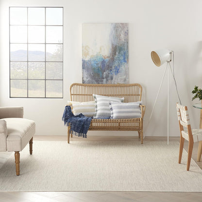 Nourison Home Courtyard Indoor/Outdoor Ivory/Silver 10' x 14' Area Rug, Easy Cleaning, Non Shedding, Bed Room, Living Room, Dining Room, Backyard, Deck, Patio (10x14)