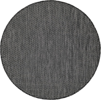 Unique Loom Outdoor Solid Collection Area Rug (3' 3" Round Black/Ivory)