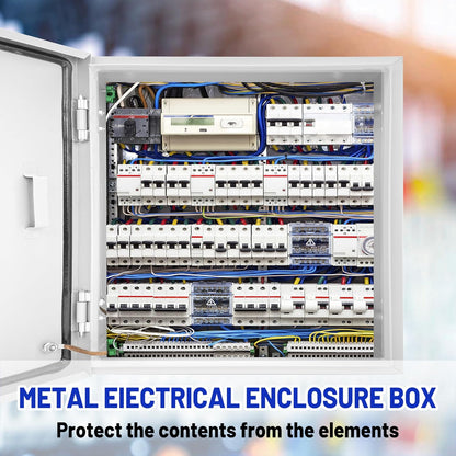 Outdoor Electrical Box 24x 24 x 8''D NEMA 4X Enclosure Steel Box, Waterproof & Dustproof Outdoor/Indoor Lockable Electrical Junction Box, with Mounting Plate