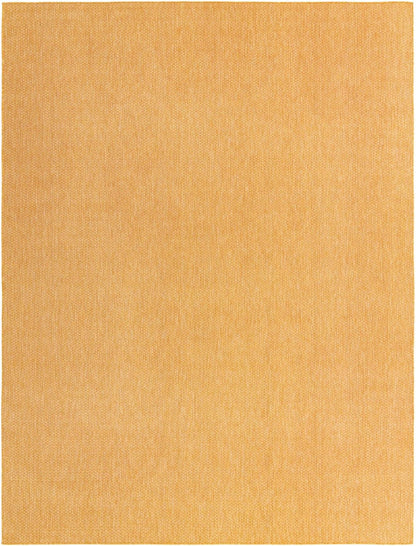 Unique Loom Collection Casual Transitional Solid Heathered Indoor/Outdoor Flatweave Area Rug (10' x 13' 1" Rectangle, Corn Harvest Yellow)