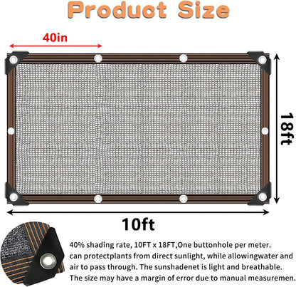 QLOFEI 40-50% Shade Cloth with Grommets, Sunblock Mesh Tarp Shade Neting Cover for Plant Greenhouse, Easier to Hang Shade Cloth for Patio Kennel Chicken Coop Lawn Pool Garden Shade Sail, 10x19 FT