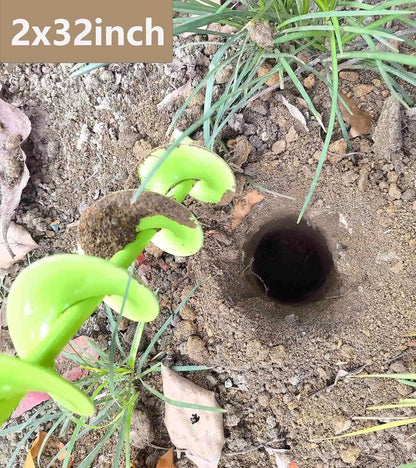 Auger Drill Bits for Planting 3x16.5in and 2x32in Solid Shaft Plant Flower Bulb Auger Spiral Hole Drill Rapid Planter Earth Post Umbrella Hole Digger for 3/8" Hex Drive Drill (2, 3"x16.5"+2" x32in)