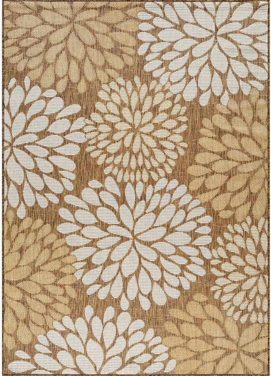 Beverly Rug Outdoor Rug 5x7 Modern Exotic Tropical Leaf Area Rugs for Indoor and Outdoor Patio Deck Porch Garden Water Resistant Washable Outside Carpet (5 x 7 Wooden)
