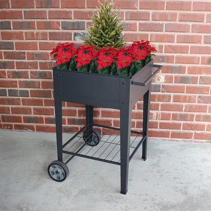 GarraÌ Raised Planter Box -Garden Cart with Wheels, Movable Square Outdoor Elevated Garden Bed with Wheels- Grow Vegetables Flowers Herbs on Patio, Deck, or Yard