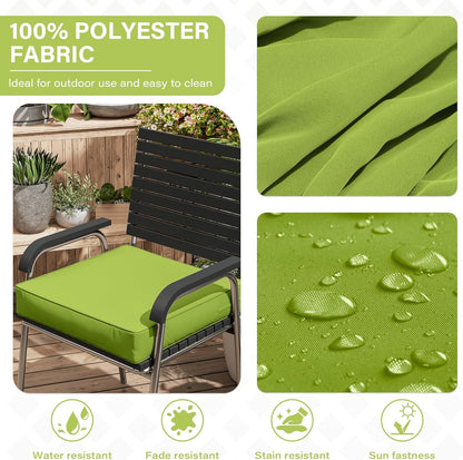 Patio Chair Cushions 18.5 X 16 X 4 Inch Waterproof Outdoor Seat Cushions for Patio Furniture, Outdoor Sofa Couch Pads with Ties & Handle, Set of 2, Grass Green