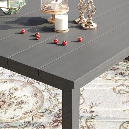 VICLLAX 40.2" Square Patio Dining Table for 4, Outdoor Table with Umbrella Hole, All Weather Metal Patio Table for Lawn Garden, Grey Tabletop