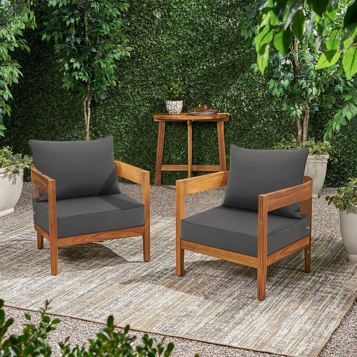 Favoyard Outdoor Seat Cushion Set 22 x 22 Inch Waterproof & Fade Resistant Patio Furniture Cushions with Removable Cover Deep Seat & Back Cushion with Handle and Adjustable Straps for Chair Sofa Couch