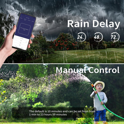 Diivoo 4 Outlets WiFi Water Timer, Sprinkler/Hose/Tap Timer Compatible with Alexa, 24 Preset Irrigation Plans, Rain Delay, and 2 Watering Modes Tailored for Lawns and Yards