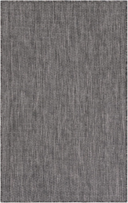 Unique Loom Outdoor Solid Collection Area Rug (3' 3" x 5' 3" Rectangle Black/Ivory)