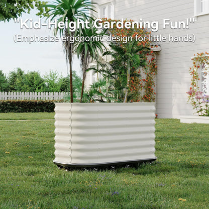 59x24x28in Galvanized Raised Garden Bed with Wheels & Water Reservoir – Durable Outdoor Planter Box, Elevated Raised Beds for Gardening, Portable Garden Box for Indoor/Outdoor Plants,White
