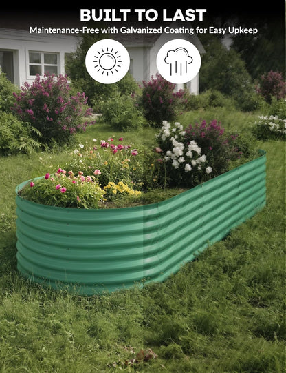 2 Pcs Raised Garden Beds Outdoor 10x4x1.5 ft - Galvanized Steel Planter Box for Vegetables, Flowers, Rust-Resistant Garden Box, Easy Assembly Raised Beds, Durable Planters for Outdoor Plants, Green