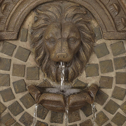 Royal Lions Head 51" High Large Italian Outdoor Decor Faux Stone Floor Fountain with Light Statue Waterfall Standing Tiered Water Feature for Outside Garden Patio Yard Backyard Porch - John Timberland