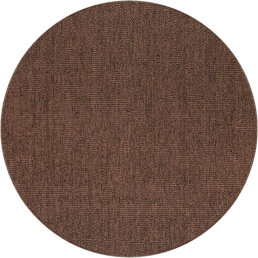 CAMILSON Easy Jute Round Rug 4ft Indoor Outdoor Brown Color Fiber Area Rugs for Living Room Patio and Kitchen Rug, Solid Boho Woven Design Easy-Cleaning Washable Outside Carpet Alfombras (4 Round)