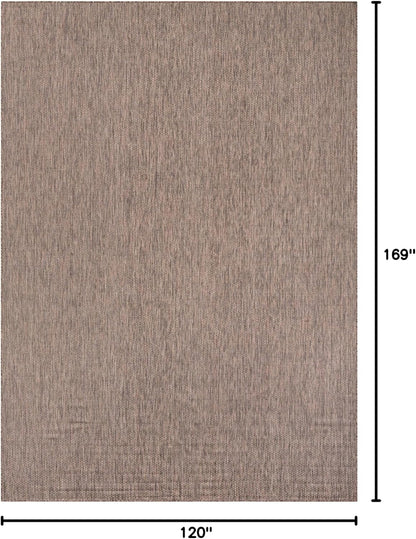 Unique Loom Outdoor Solid Collection Area Rug (10' x 14' 1" Rectangle Light Brown/Ivory)