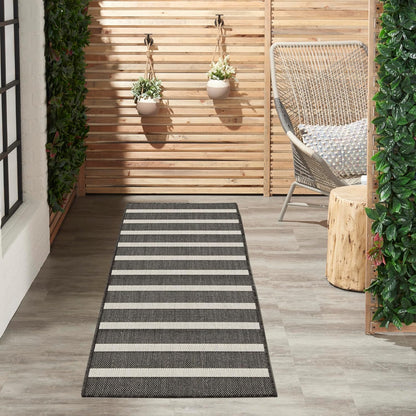 Nourison Home Positano Black Ivory 2' x 6' Area Rug Easy Clean, Non Shedding, Bed Room, Living Room, Dining Room, Kitchen (6' Runner)