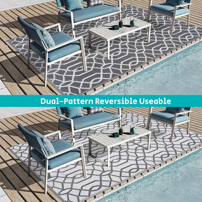 HEBE Outdoor Rug Waterproof 5x8, Reversible Plastic Straw Rug RV Camping Rug, Indoor Outdoor Patio Mat Clearance, Outside Carpet for Porch,Deck,Camper,Balcony,Backyard,Picnic