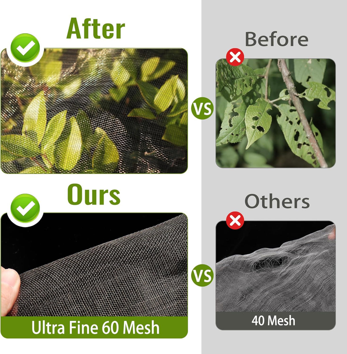 2 Pack Fruit Tree Netting Bags with Zipper and Drawstring, 4 x 5ft Ultra Fine Mesh Garden Netting Plant Cover, Bird Netting for Blueberry Bushes, Fruit Trees, Flowers (Black, 4 x 5 ft)