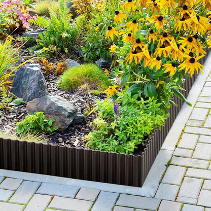 LAVEVE Corrugated Metal Garden Edging 12" x 20Ft, Landscape Edging Border for Lawn, Flower Bed, Garden Fence, Paver Edging (Black)