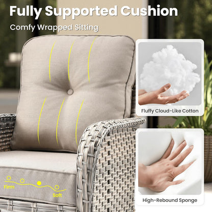 ovios 8 Pieces Patio Furniture Set Outdoor Sectional Sofa Couch with Rocking Swivel Chairs Deep Seat Chaise Comfy Cushions, Modern Modular Wicker Rattan Conversation Set, Beige