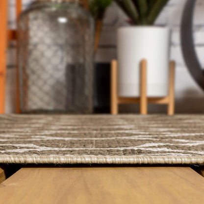 Eyely BMS109A-6 Santa Monica Trebol Moroccan Trellis Textured Weave, Pet Friendly, Non-Shedding, Stain Resistant, Easy-Cleaning, Brown/Beige, 6 ft. x 9 ft., Indoor/Outdoor, Area Rug