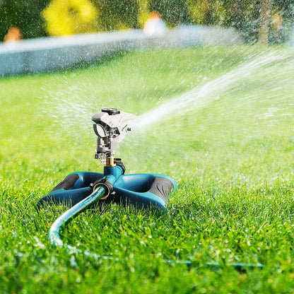 Lawn Sprinkler with Metal Head - 360 Degree Pulsating Garden Water Sprinkler for Lawn - Waters up to 85 feet in Diameter, Adjustable Spraying Area and Distance