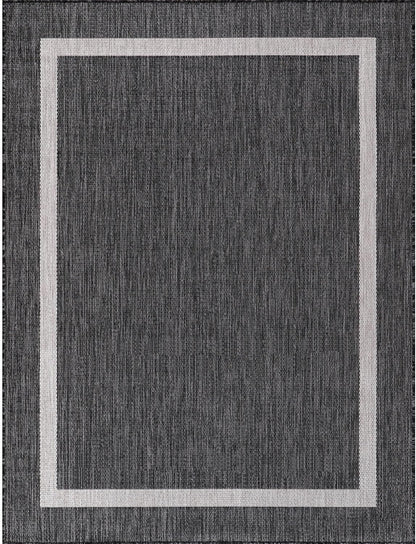Bordered Outdoor Rug 5x7 Washable Outside Carpet for Indoor Patio Porch Waterproof Easy Cleaning Non Shedding Area Rugs Gray 5 x 7