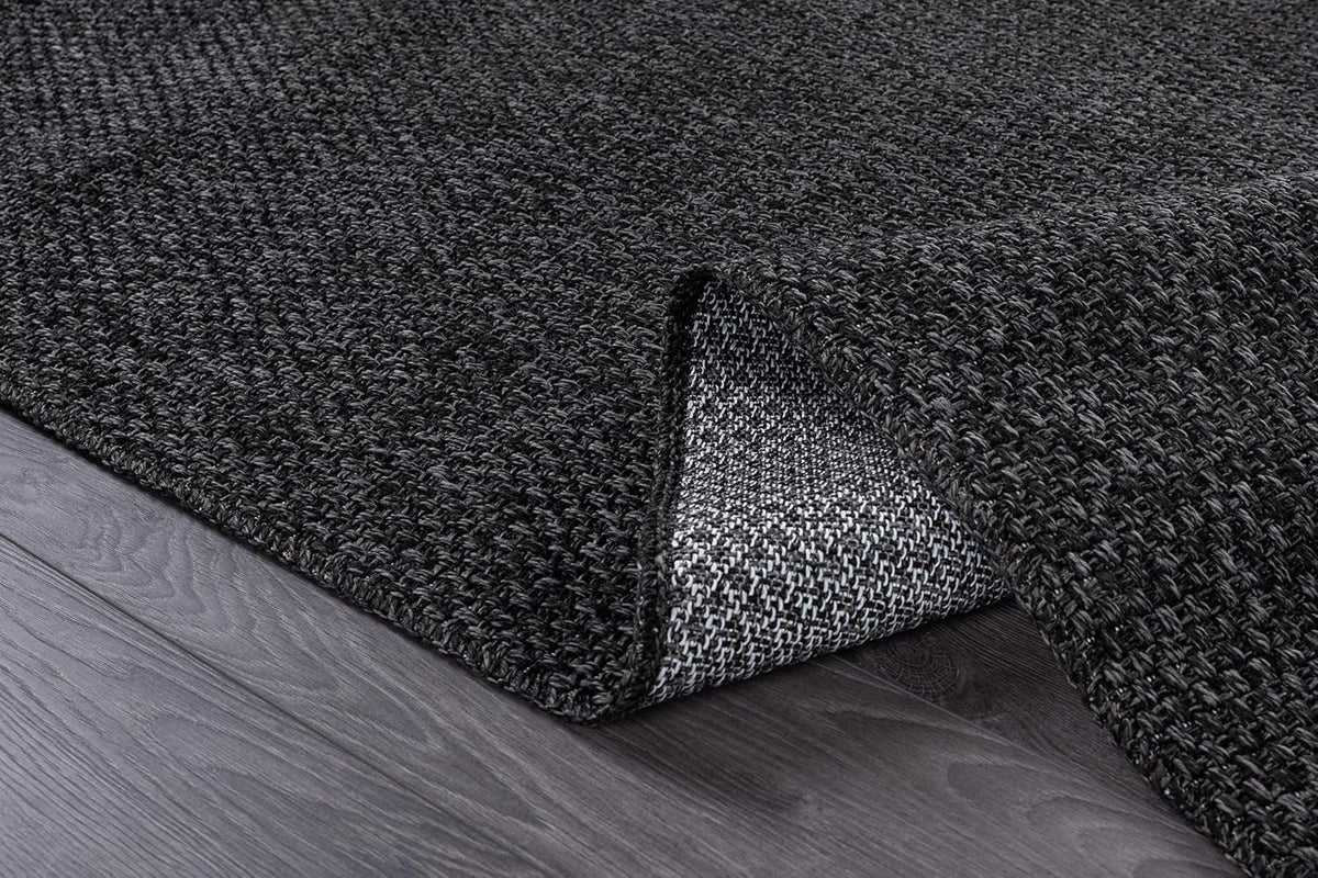 CAMILSON Easy Jute Rug 8x10, Indoor Outdoor Dark Gray Black Farmhouse Area Rugs for Living Room Patio and Kitchen Rug Solid Boho Woven Design Easy-Cleaning Washable Outside Carpet Alfombras (8 x 10)