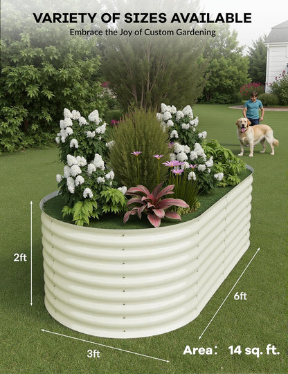 2 Pcs Raised Garden Beds Outdoor 6x3x2 ft - Galvanized Steel Planter Box for Vegetables, Flowers, Rust-Resistant Garden Box, Easy Assembly Raised Beds, Durable Planters for Outdoor Plants, Beige