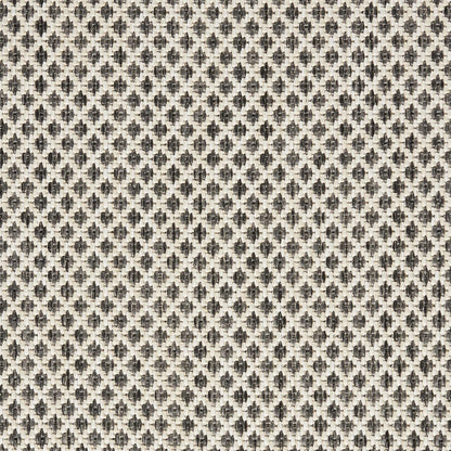Nourison Home Courtyard Ivory Charcoal 2' x 6' Area Rug Easy Clean, Non Shedding, Bed Room, Living Room, Dining Room, Kitchen (6' Runner)