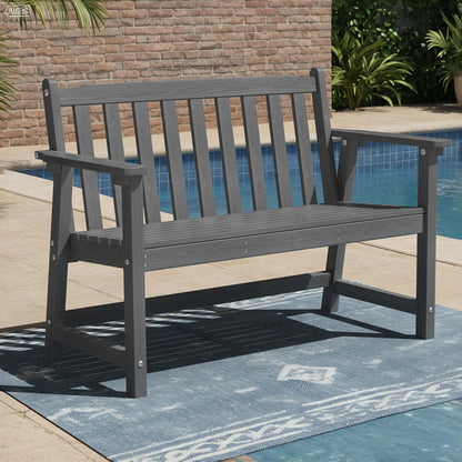 Ciokea 44" Outdoor Bench, HDPE Weatherproof Garden Bench, 2-Person Porch Benches with 550 Lbs, Waterproof Patio Benches for Outside Balcony Deck Backyard, Dark Grey