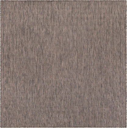 Unique Loom Outdoor Solid Collection Area Rug (6' 1" Square Light Brown/Ivory)