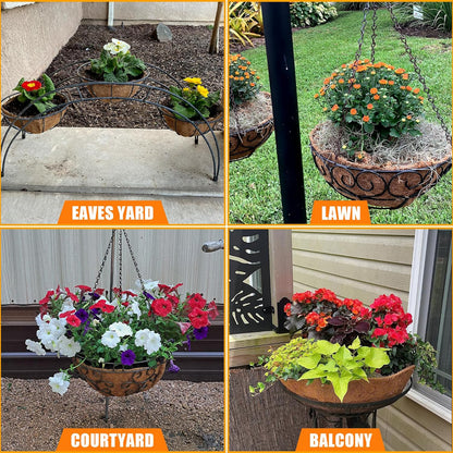 Coco Liners for Planters 18 Inch, 4 Pack Round Hanging Basket Liners, Coconut Fiber Liners for Planters Flowers Garden
