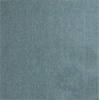Unique Loom Collection Casual Transitional Solid Heathered Indoor/Outdoor Flatweave Area Rug (13' Square, Teal/Navy Blue)