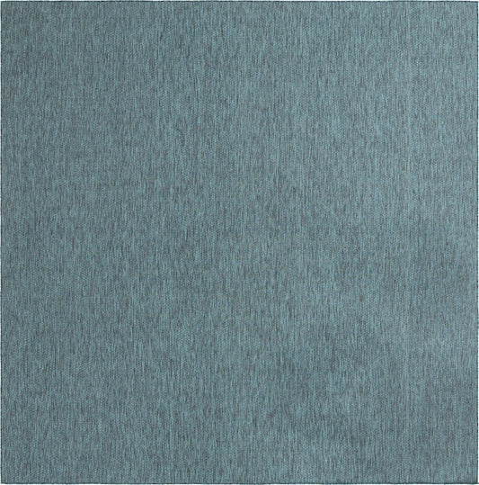 Unique Loom Collection Casual Transitional Solid Heathered Indoor/Outdoor Flatweave Area Rug (13' Square, Teal/Navy Blue)