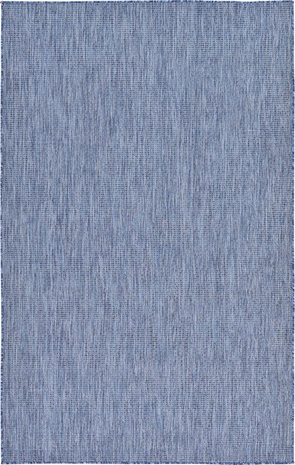 Unique Loom Collection Casual Transitional Solid Heathered Indoor/Outdoor Flatweave Area Rug (5' 3" x 8' Rectangle, Blue/Navy Blue)