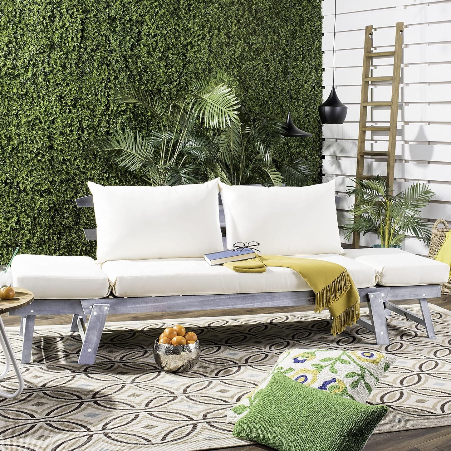SAFAVIEH PAT6745A Outdoor Collection Tandra Grey Modern Contemporary Daybed Day Bed