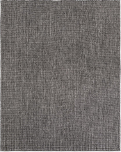 Unique Loom Outdoor Solid Collection Area Rug (7' 10" x 10' Rectangle Black/Ivory)