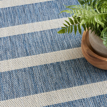 Nourison Home Positano Indoor/Outdoor Navy Ivory 4' x 6' Area -Rug, Easy -Cleaning, Non Shedding, Bed Room, Living Room, Dining Room, Deck, Backyard, Patio (4x6)