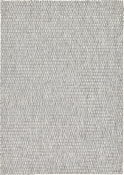 Unique Loom Collection Casual Transitional Solid Heathered Indoor/Outdoor Flatweave Area Rug (7' 1" x 10' Rectangle, Light Gray/Ivory)