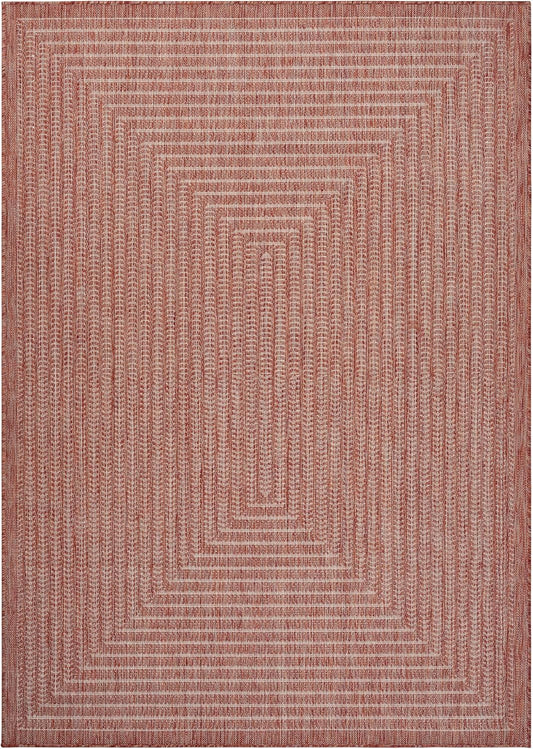 Adiva Rugs Outdoor Indoor Area Rug, Weather Resistant, Easy to Clean, Stain Resistant Floor Mat for Dining Room, Backyard, Deck, Patio (Copper Weiss, 6' x 9')