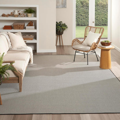 Nourison Home Courtyard Black White 8' x 10' Area Rug - Easy Clean, Non Shedding, Bed Room, Living Room, Dining Room, Kitchen (8' x 10')