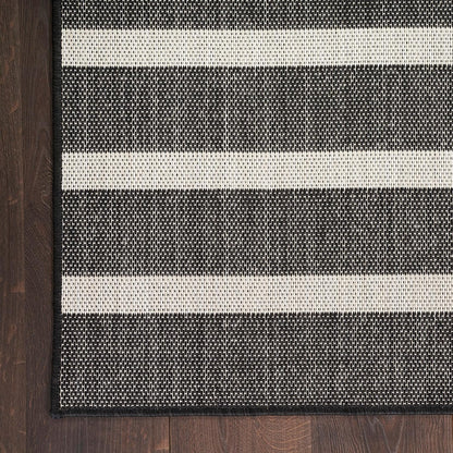 Nourison Home Positano Black Ivory 2' x 6' Area Rug Easy Clean, Non Shedding, Bed Room, Living Room, Dining Room, Kitchen (6' Runner)