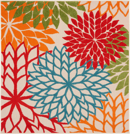 Nourison Home Aloha 5' x Square Green Fabric Tropical Area Rug (5' Square)