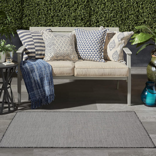 Nourison Positano Indoor/Outdoor Charcoal 3' x 5' Area Rug, Easy Cleaning, Non Shedding, Bed Room, Living Room, Dining Room, Backyard, Deck, Patio (3x5)