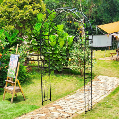 SCENDOR Metal Pergola Arbor, 95.3" H x 45" W Garden Wedding Arch Curved Metal Enduring Iron Garden Arch Trellis for Climbing Plants Outdoor Ceremony Arty Decoration