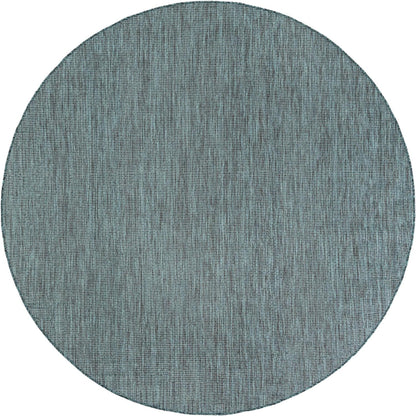 Unique Loom Outdoor Solid Collection Area Rug (7' 10" Round Teal/Navy Blue)