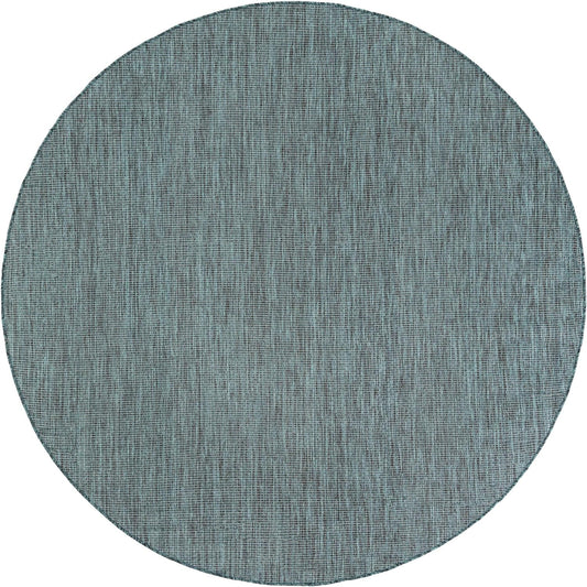 Unique Loom Outdoor Solid Collection Area Rug (7' 10" Round Teal/Navy Blue)