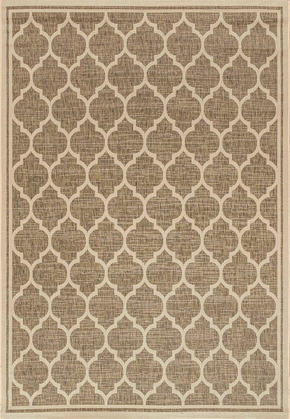 Eyely BMS109A-3 Santa Monica Trebol Moroccan Trellis Textured Weave Indoor/Outdoor Area Rug Coastal;Bohemian, Bedroom, Backyard, Patio, Easy-Cleaning, Non-Shedding, 3 X 5, Brown/Beige